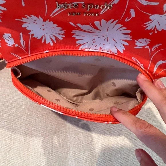 Kate Spade Orange and White Floral Mini Backpack